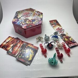 BIG LOT Bakugan Battle Brawlers Lot of 9 + 25 Cards 2008 Tin Case